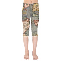 Vintage Map Kids  Capri Leggings  by ArtworkByPatrick