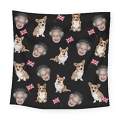 Queen Elizabeth s Corgis Pattern Square Tapestry (large) by Valentinaart