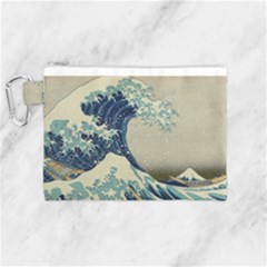 The Classic Japanese Great Wave Off Kanagawa By Hokusai Canvas Cosmetic Bag (medium) by PodArtist