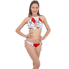 Singing Heart Cross Front Halter Bikini Set by FunnyCow