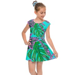 Painting Oil Leaves Nature Reason Kids Cap Sleeve Dress by Nexatart