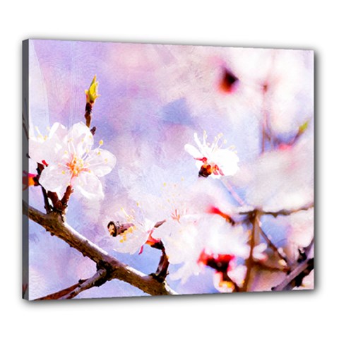 Pink Sakura Purple Background Canvas 24  X 20 