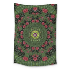 Sunshine Mandala In Rose Heaven Large Tapestry by pepitasart
