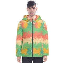 Spots In Retro Colors                                             Men s Hooded Puffer Jacket
