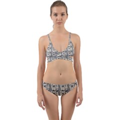 Vintage Girl With Basket Comic Wrap Around Bikini Set