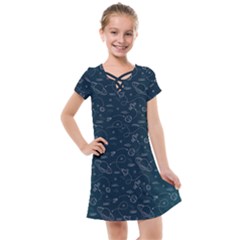 Retro Space Pattern Kids  Cross Web Dress by JadehawksAnD