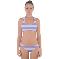 Bold Stripes Soft Purple Pattern Cross Back Hipster Bikini Set