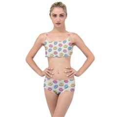 Donuts Pattern Layered Top Bikini Set