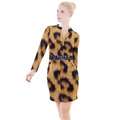 Animal Print 3 Button Long Sleeve Dress by NSGLOBALDESIGNS2