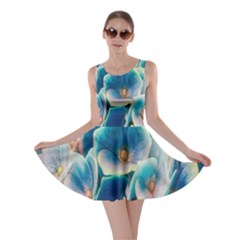 Hydrangeas Blossom Bloom Blue Skater Dress by Nexatart