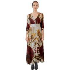 Holy Land Flowers 3 Button Up Boho Maxi Dress