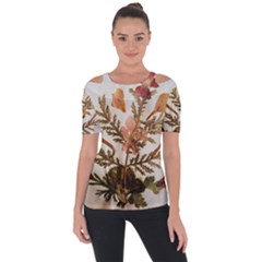 Holy Land Flowers 4 Shoulder Cut Out Short Sleeve Top