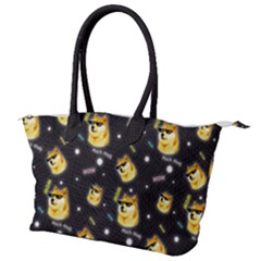 Doge Much Thug Wow Pattern Funny Kekistan Meme Dog Black Background Canvas Shoulder Bag