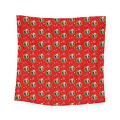 Trump Wrait Pattern Make Christmas Great Again Maga Funny Red Gift With Snowflakes And Trump Face Smiling Square Tapestry (small) by snek
