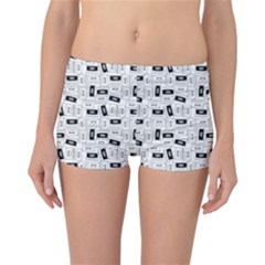 Tape Cassette 80s Retro Genx Pattern Black And White Reversible Boyleg Bikini Bottoms
