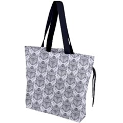 Scarab Pattern Egyptian Mythology Black And White Drawstring Tote Bag