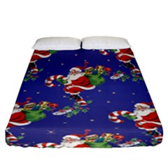 Christmas Vintage Santa Background Fitted Sheet (california King Size) by Wegoenart