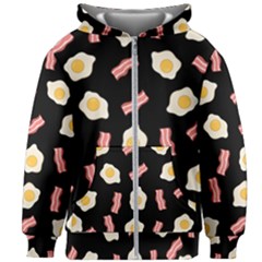Bacon And Egg Pop Art Pattern Kids  Zipper Hoodie Without Drawstring