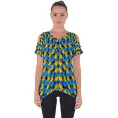 Flowers Coming From Above Ornate Decorative Cut Out Side Drop Tee