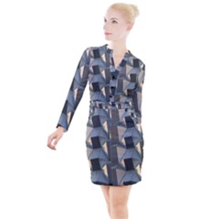 Pattern Texture Form Background Button Long Sleeve Dress