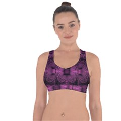 Fractal Magenta Pattern Geometry Cross String Back Sports Bra