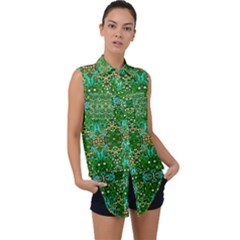 Met Plates 1 Sleeveless Chiffon Button Shirt