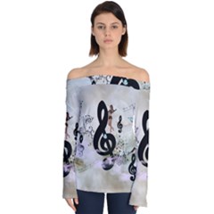 Dancing On A Clef Off Shoulder Long Sleeve Top by FantasyWorld7