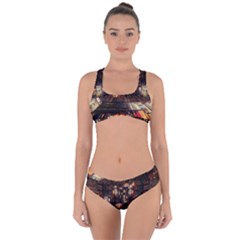 Library Tunnel Books Stacks Criss Cross Bikini Set