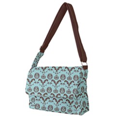 Easter Damask Pattern Robins Egg Blue And Brown Full Print Messenger Bag