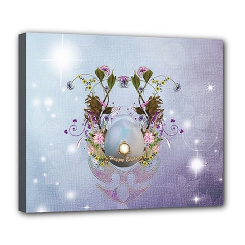 Easter Egg With Flowers Deluxe Canvas 24  X 20  (stretched)