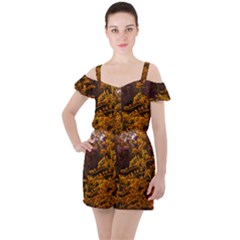 Goldenrod Version Ii Ruffle Cut Out Chiffon Playsuit