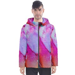 Red Purple Green Ink            Men s Hooded Puffer Jacket