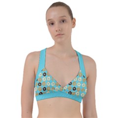 Donuts Pattern With Bites Bright Pastel Blue And Brown Sweetheart Sports Bra by genx