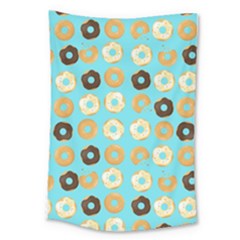 Donuts Pattern With Bites Bright Pastel Blue And Brown Large Tapestry by genx