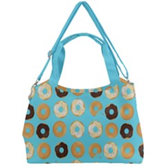 Donuts Pattern With Bites Bright Pastel Blue And Brown Double Compartment Shoulder Bag by genx