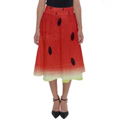 Juicy Paint Texture Watermelon Red And Green Watercolor Perfect Length Midi Skirt