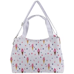Ice Cream Cones Watercolor With Fruit Berries And Cherries Summer Pattern Double Compartment Shoulder Bag