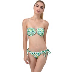 Leaves Green Modern Pattern Naive Retro Leaf Organic Twist Bandeau Bikini Set by genx