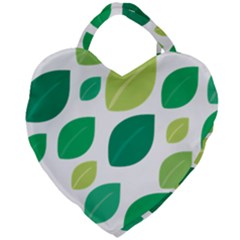 Leaves Green Modern Pattern Naive Retro Leaf Organic Giant Heart Shaped Tote by genx