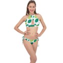 Leaves Green Modern Pattern Naive retro leaf organic Cross Front Halter Bikini Set View1