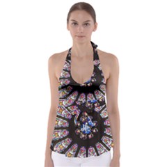 Rosette Stained Glass Window Church Babydoll Tankini Top