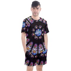 Rosette Stained Glass Window Church Men s Mesh Tee And Shorts Set