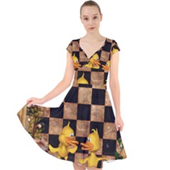 Cute Little Ducks Cap Sleeve Front Wrap Midi Dress by FantasyWorld7