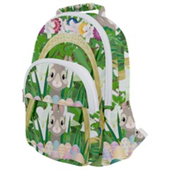 Graphic Easter Easter Basket Spring Rounded Multi Pocket Backpack