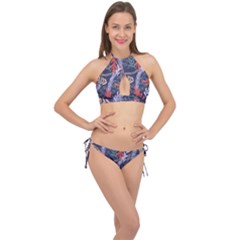Summer Leaves Cross Front Halter Bikini Set by charliecreates