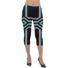Cross Abstract Neon Lightweight Velour Capri Leggings 