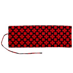Pattern Red Black Texture Cross Roll Up Canvas Pencil Holder (m)