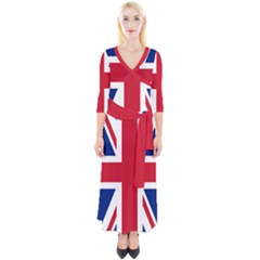 Uk Flag Union Jack Quarter Sleeve Wrap Maxi Dress by FlagGallery