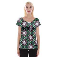 Stained Glass Pattern Church Window Cap Sleeve Top