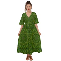 Fauna Nature Ornate Leaf Kimono Sleeve Boho Dress by pepitasart